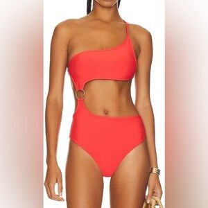 NWT PQ Oliver One Piece Swimsuit in Passion Gold Hardware Size Small